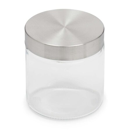 Home Basics Home Basics Small 25 oz. Round Glass Canister with Air-Tight Stainless Steel Twist Top Lid, Clear ZOR96119